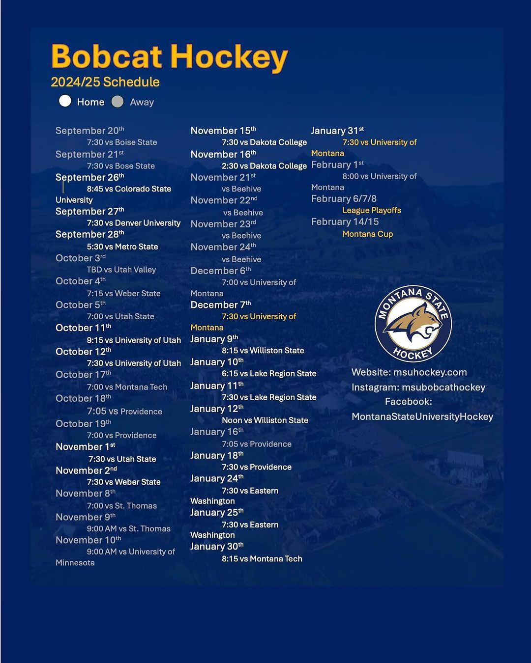 2024-25 season schedule!!!! #msubobcathockey